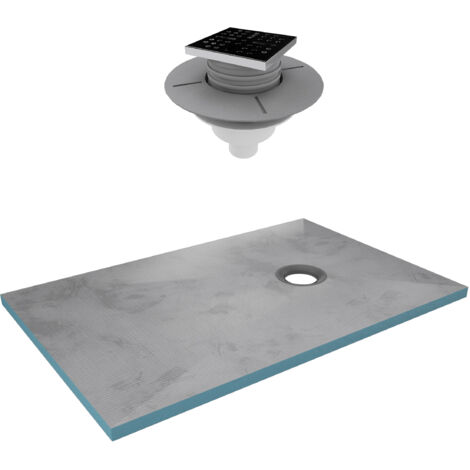 receveur de douche à carreler 140x90 cm avec bondes à sortie verticale - grille noire