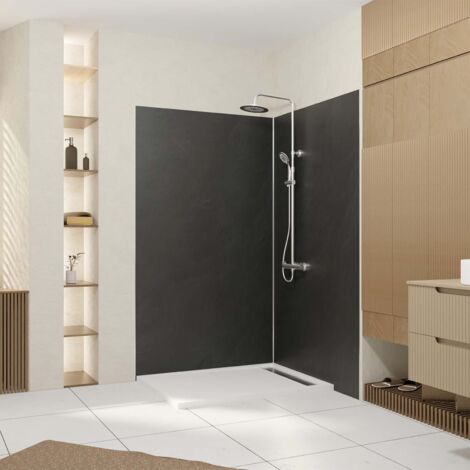 pack 2 panneaux muraux pierre adoise 120+90x210 cm + profilés chrome (1/4)