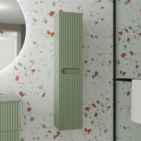 colonne de salle de bain vert olive suspendu - hauteur 120 cm - 2 portes - leon (1/5)