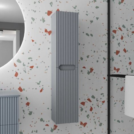 colonne de rangement gris suspendu - hauteur 120 cm - 2 portes - leon (1/5)