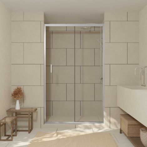 Aurlane – Porte de douche coulissante 120x200 cm – Verre trempé 6 mm – Finition chrome – Ouverture 49 cm – Installation réversible (1/4)