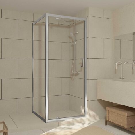 Aurlane – Porte de douche pivotante 90x200cm – Verre trempé 6mm transparent – Profilés en aluminium chrome – Montage réversible – Largeur de passage 58cm (1/4)