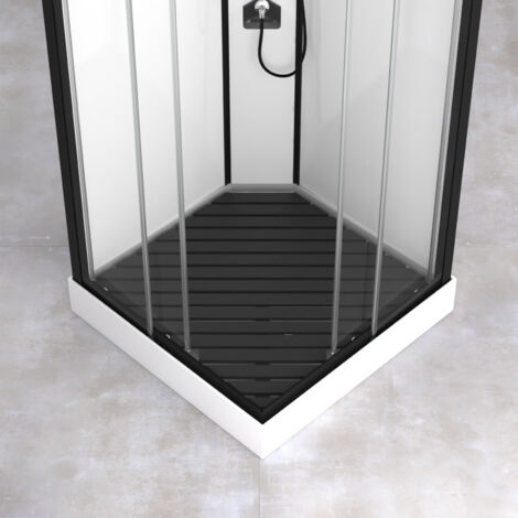 caillebotis en bois composite gris pour cabine carrée - dimensions 78,2 x 78,2 cm (1/4)