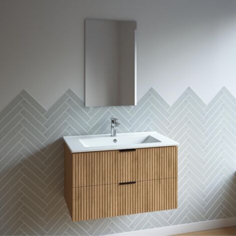 meuble salle de bain simple vasque 80cm bois mdf ondulé