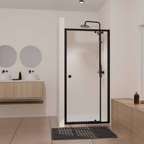 porte de douche pivotante noir 70-80x185cm - extensible de 69 à 80 cm - black slide 70 80