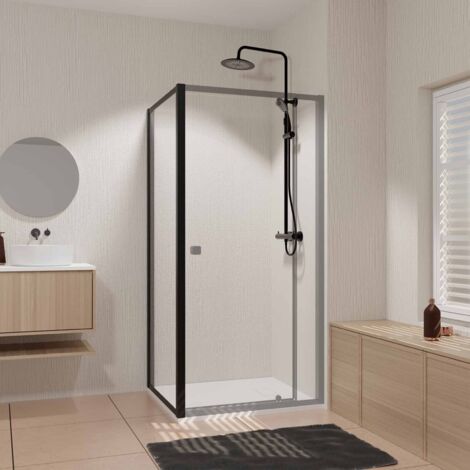 paroi retour porte de douche noir 90x185cm - black slide