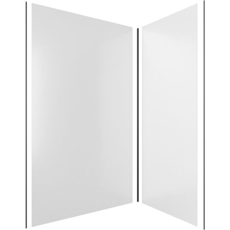 lot de 2 panneaux muraux aluminium blanc 90+120x210 cm avec profilés noir mat - wall'it