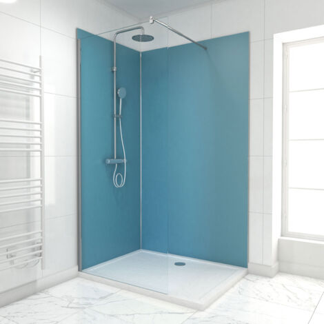 pack de 2 panneaux muraux aluminium bleu 90+120x210 cm avec profilés anodise brillant - wall'it (1/4)