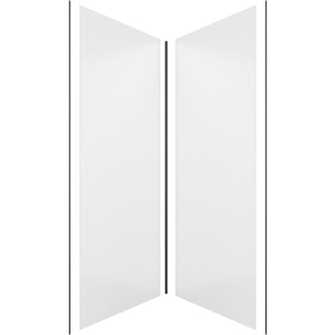 pack de 2 panneaux muraux aluminium blanc 90+90x210 cm avec profilés noir mat - wall'it