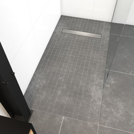 Receveur de douche à carreler AURLANE - 90x160cm recoupable sur mesure - Avec bonde caniveau Rainy Linear 160