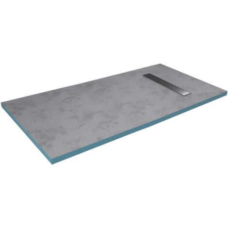 Receveur de douche à carreler AURLANE - 90x160cm recoupable sur mesure - Avec bonde caniveau Rainy Linear 160