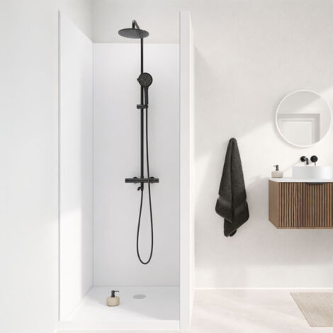 pack de 3 panneaux muraux aluminium blanc 80x210 cm avec profilés chrome - wall'it