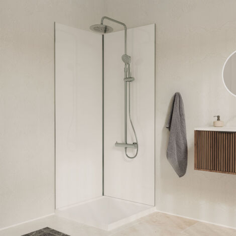 pack 2 panneaux muraux en aluminium blanc 90x210cm avec profilés chrome - wall'it