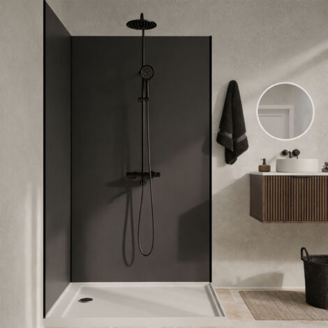 pack 2 panneaux muraux en aluminium gris 90+120x210 cm + profilés noir - wall'it (1/5)
