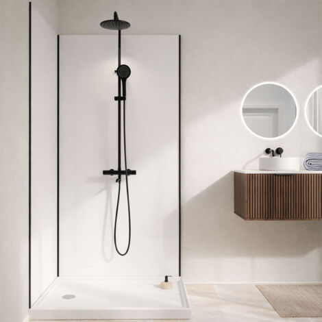 pack 2 panneaux muraux en aluminium blanc 100x210cm + profilés noir - wall'it