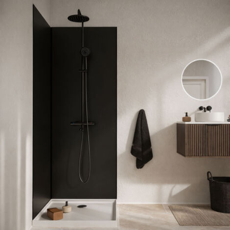 pack 2 panneaux muraux en aluminium noir 90x210 cm + profilés noir - wall'it (1/5)