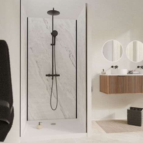 pack 3 panneaux muraux pierre artic storm 90+120+90 x 210cm et profilés noirs - stone'it (1/5)