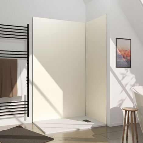 lot de 2 panneaux muraux aluminium ivoire 80+120 x 210 cm avec profilés chrome - wall'it