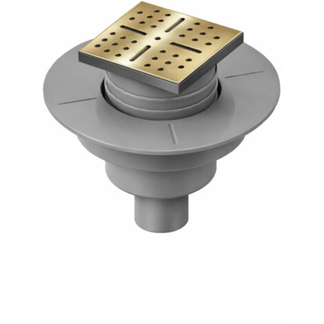 bonde à sortie verticale pour receveur à carreler rainy - grille inox dorée