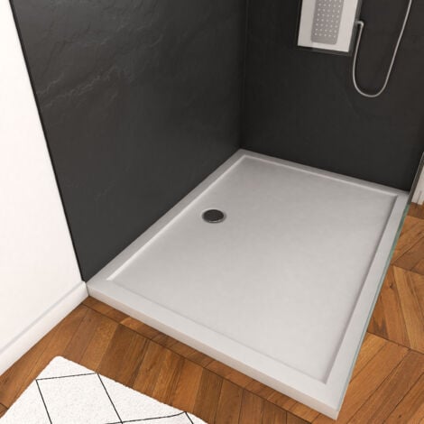pack panneaux muraux pierre finition ardoise 120+90 - profilés noir mat + receveur acrylique 120x90