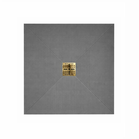receveur de douche à carreler 90x90cm avec bonde à sortie horizontale - grille finition or brossé