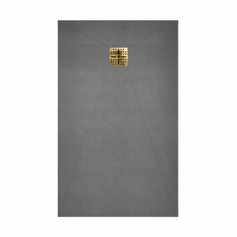 receveur de douche à carreler 140x80cm avec bonde à sortie verticale - grille finition or brossé