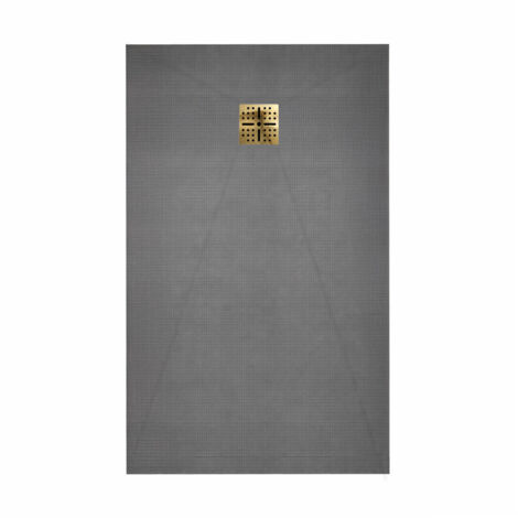receveur de douche à carreler 160x80cm avec bonde à sortie horizontale - grille finition or brossé