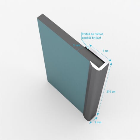 Jeu de 2 Profilés de finition en Aluminium Anodisé Brillant pour Panneaux Muraux - 10x5x2100 mm