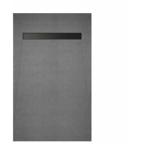 receveur de douche à carreler 140x80cm à ecoulement linéaire - grille noire et bonde