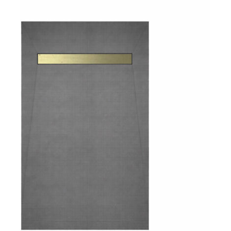 receveur de douche à carreler 160x90 cm avec bonde écoulement linéaire - grille finition or brossé