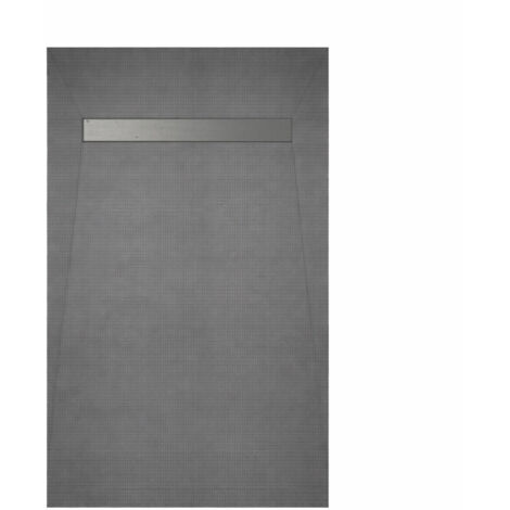 receveur de douche à carreler 160x80 cm avec bonde écoulement linéaire - grille finition chrome