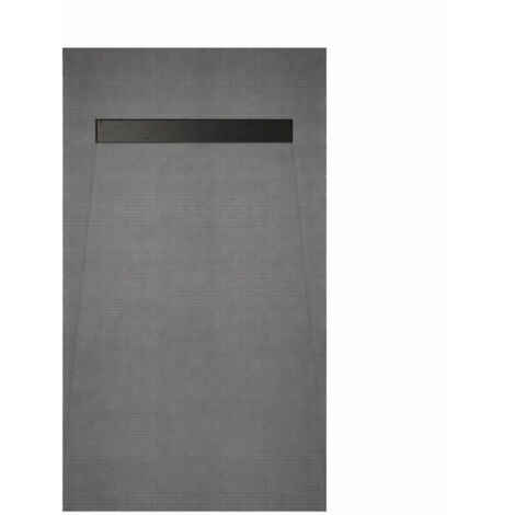 receveur de douche à carreler 140x90 cm avec bonde écoulement linéaire - grille finition noire