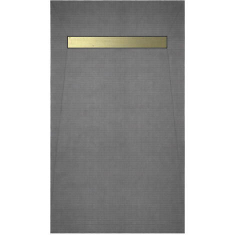 receveur de douche à carreler 160x80 cm avec bonde écoulement linéaire - grille finition or brossé