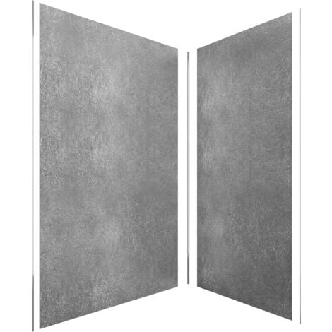 pack de 2 panneaux muraux pierre silver grey 90+120x210 cm avec profilés anodise brillant - stone'it