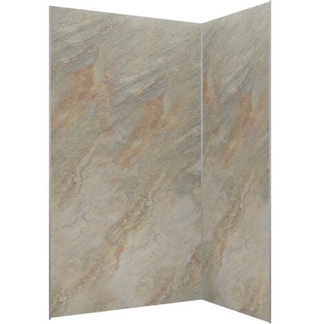 Pack de 2 Panneaux Muraux Pierre Wood Stone 90+120x210 cm avec Profilés ANODISE BRILLANT - STONE'IT