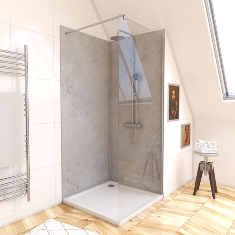 pack de 2 panneaux muraux pierre light grey 90x210 cm avec profilés anodise brillant - stone'it