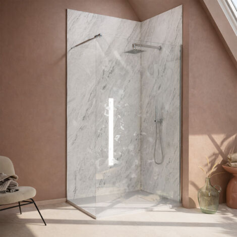 pack 2 panneaux muraux pierre artic storm 90+120x250 + profilés chrome - stone'it (1/5)