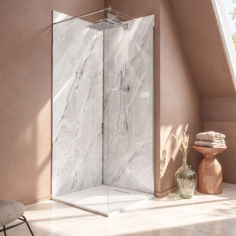 pack 2 panneaux muraux pierre artic storm 80x210cm + profilés chrome - stone'it