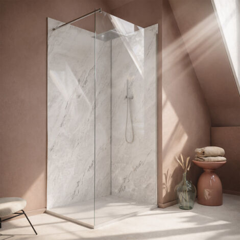 pack 2 panneaux muraux pierre artic storm 80+120x210 + profilés chrome - stone'it