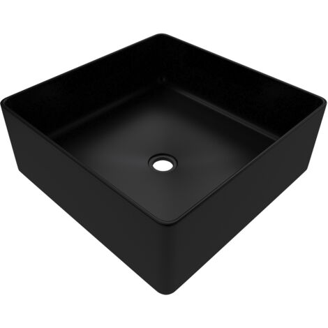 vasque à poser rectangle en céramique noire - 36.5x36.5x10.7cm - squarish dark
