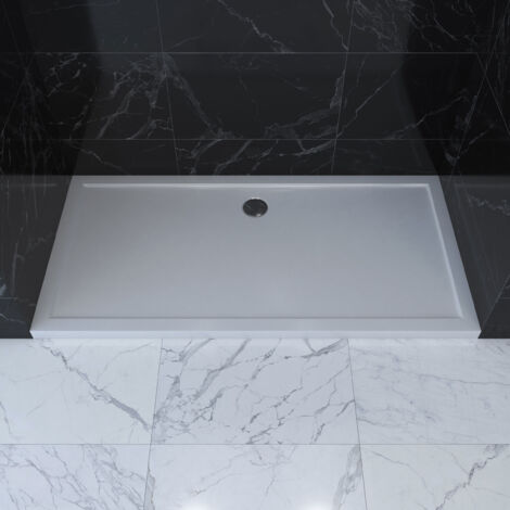receveur de douche a poser extra-plat en acrylique blanc rectangle - 140x90cm - bac de douche