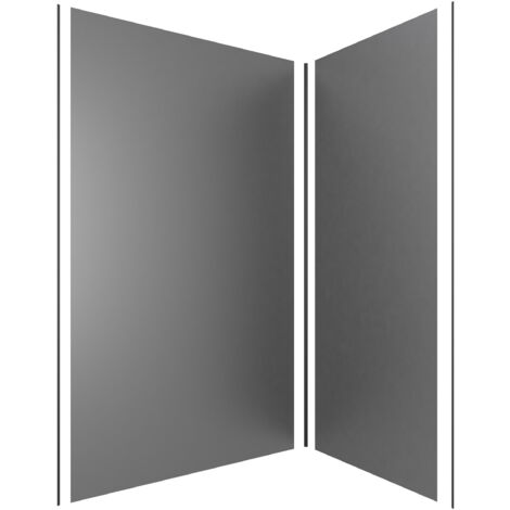LOT de 2 Panneaux Muraux Aluminium GRIS 90+120x210 cm avec Profilés NOIR MAT - WALL'IT