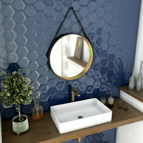 Miroir salle de bain rond - diamètre 55cm - noir mat et finition bronze - CIRCLE HORUS