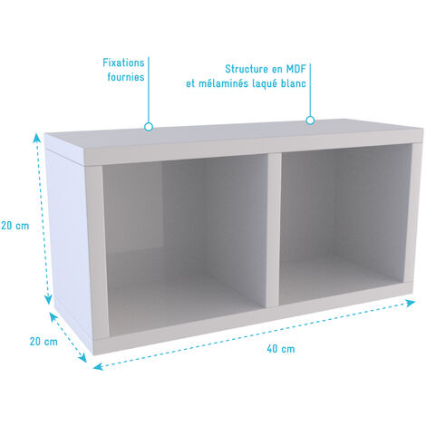 Etagère murale 80x20x20cm blanche de rangement 3 emplacements - PERSONALYZ  TRIPLO