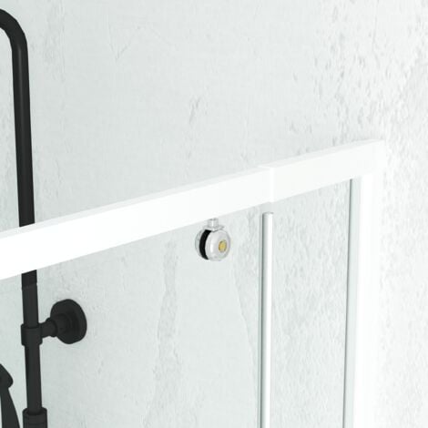 porte de douche pivotante ajustable de 69 à 80cm en alu. blanc et verre transparent - whity pivot