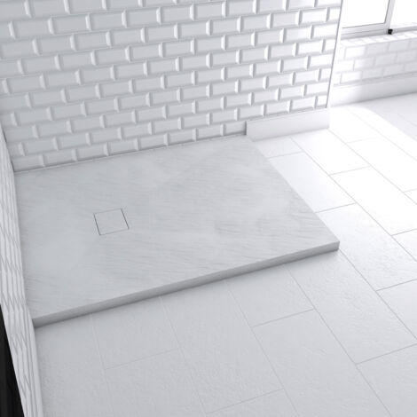 receveur à poser en materiaux composite smc - finition ardoise blanc mat - 80x100 cm - rock 2 white
