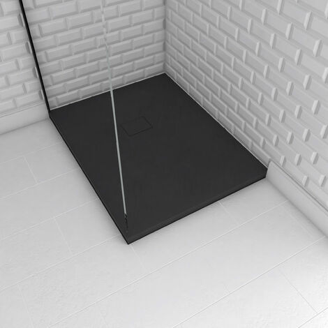 receveur à poser en matériaux composite smc - finition ardoise noire - 70x90cm - rock 2 black 70