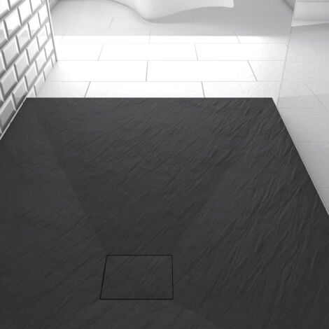 receveur à poser en matériaux composite smc - finition ardoise noire - 70x90cm - rock 2 black 70