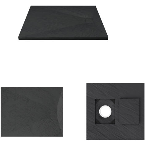 receveur à poser en matériaux composite smc - finition ardoise noire - 70x90cm - rock 2 black 70