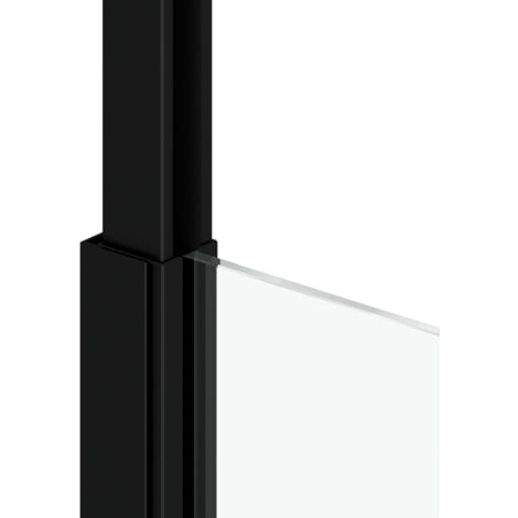 pare baignoire 75x153cm extensible jusqu’à 202cm - aluminium noir mat - verre trempé 6mm - stretchy